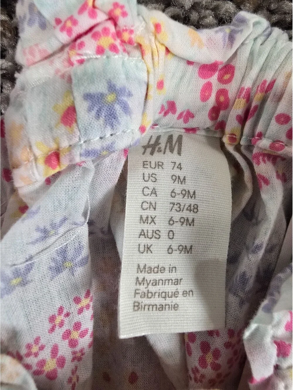 H&M Baby Girls Sz 9M Sleeveless Sundress Dress White Bright Floral Print
